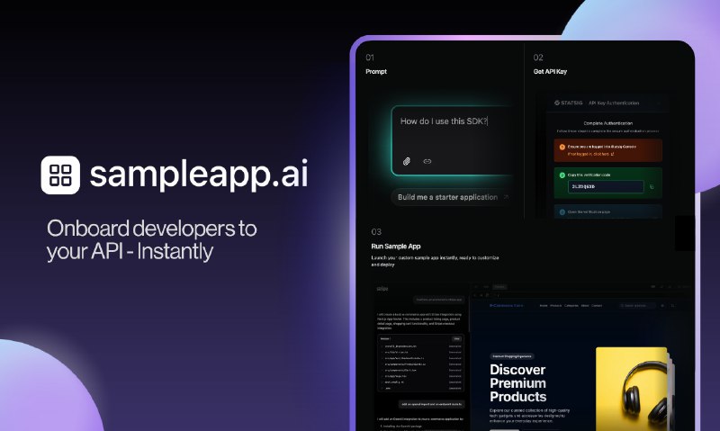 7. sampleapp.ai标语：自助式 API 和 SDK 接入——60 秒搞定