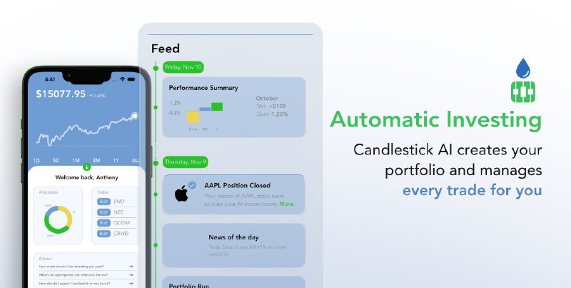 5. Candlestick AI标语：投资由人工智能代理研究出的定制投资组合方案