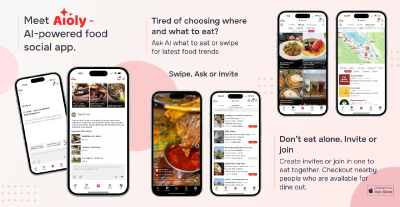 8. Aioly app 标语：美食、短视频与人工智能——由人工智能驱动的美食社交介绍：艾奥利（Aioly）是一款由人工智能驱动的短视频应用程序，不过它只专注于美食领域