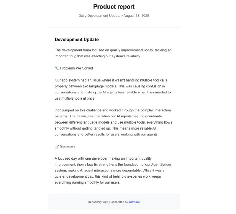 9. Gitmore标语：首款由人工智能驱动的 Git 代码仓库报告工具介绍：由人工智能驱动的Git报告自动化
