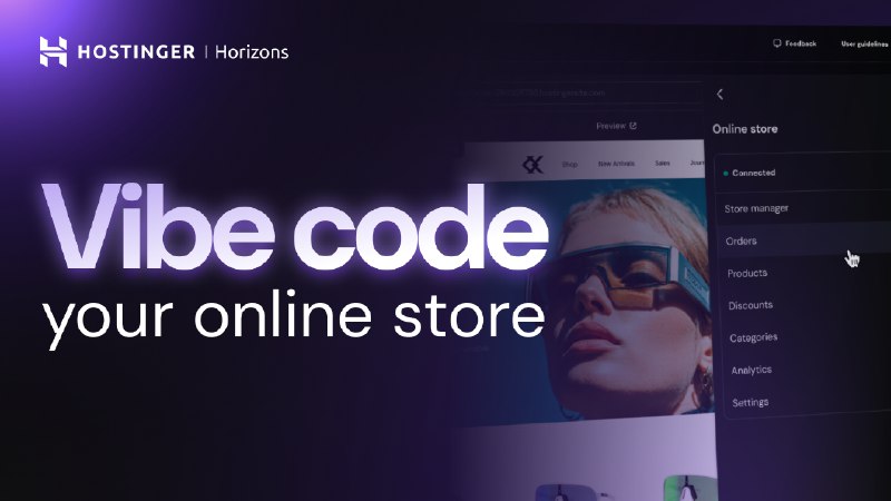 9. Hostinger Horizons with eCommerce标语：借助人工智能开启你的店铺，支持超 100 种全球支付方式