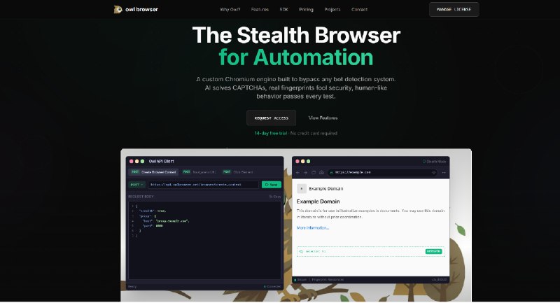 6. Owl Browser标语：像用户一样操作、难以被察觉的浏览器自动化工具介绍：猫头鹰浏览器：真正有效的企业级隐蔽自动化工具