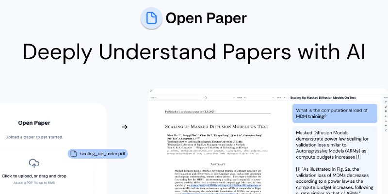 3. Open Paper标语：用于解读论文的原生人工智能工作台介绍：“开放论文”（Open Paper）为你提供了一个一站式平台，借助人工智能技术，你可以在这里阅读论文、添加批注并理解论文内容