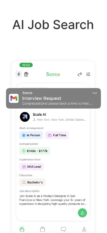 5. Sorce标语：向右滑动，让人工智能代你申请