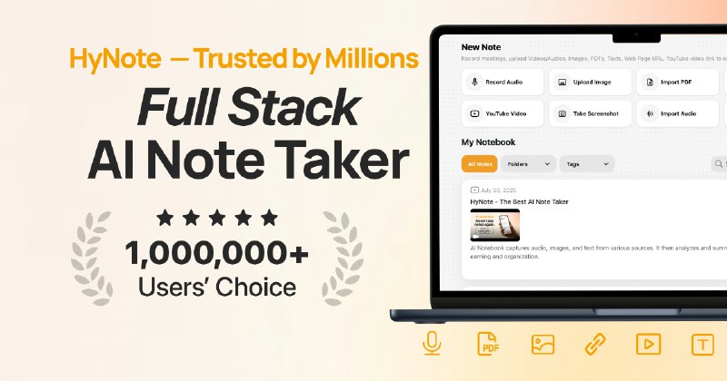 4. HyNote AI标语：支持谷歌、Notion等平台的全栈式人工智能笔记记录工具介绍：海记（HyNote）是一款集多种功能于一体的人工智能笔记解决方案，支持多平台和多种文档格式