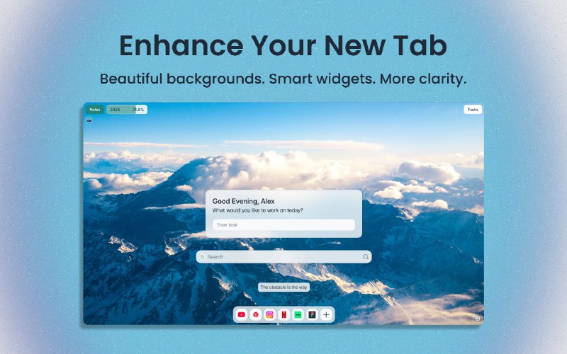 10. Enhance标语：把你的新标签页变成每日提升平静感与工作效率的助推器