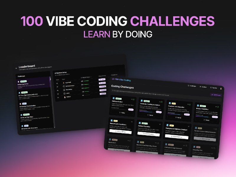 3. 100 Vibe Coding标语：通过100个挑战，从零基础开启你的首个项目介绍：通过100个超带感的编码挑战，学会快速搭建项目