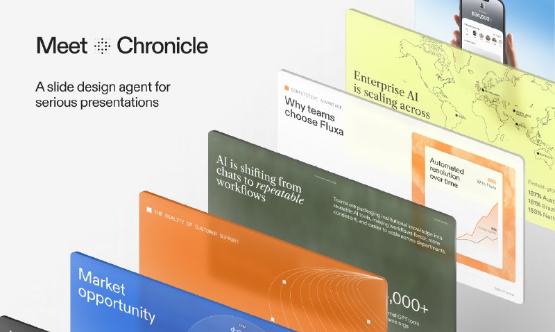 2. Chronicle 2.0标语：没有空洞说辞的人工智能展示这里“AI slop”直译为“人工智能的废话”，结合语境意译为“空洞说辞”，整体表达的是没有那些毫无实质内容、夸大其词话语的人工智能展示