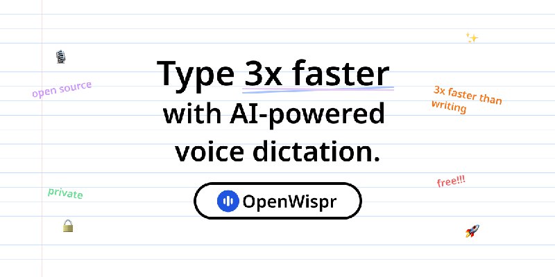 10. OpenWispr标语：100%本地化开源人工智能语音转文字模型介绍：把你的语音转换成格式文本