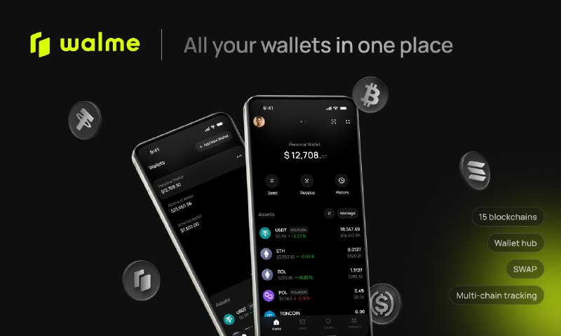 6. Walme Wallet标语：一个汇聚你所有Web3钱包的统一中心解释：“unified”表示统一的，“hub”有中心、枢纽的意思，“Web3 wallets”就是Web3钱包，整体翻译出来就是一个能整合你所有Web3钱包的地方，用“统一中心”表述比较符合日常交流和科普杂志的风格