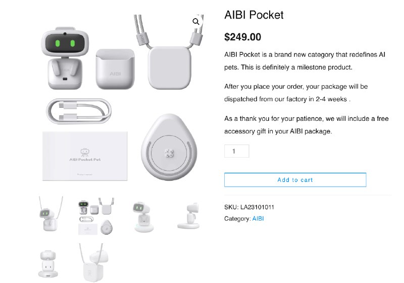 8. AIBI Pocket标语：你口袋里的人工智能宠物伙伴介绍：来认识一下AIBI Pocket吧！这是一款小巧的人工智能伙伴，它小到可以握在手心，也能别在你的衬衫上