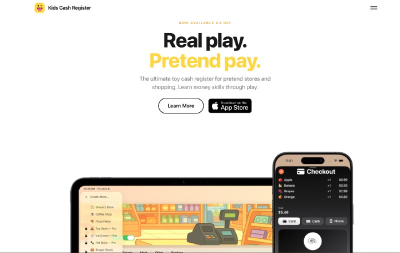 5. Kids Cash Register标语：一款供孩子们玩模拟餐厅或购物游戏的收银系统玩具