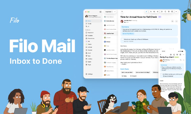 7. Filo Mail for  macOS标语：瞬间将你的 Mac 收件箱变成待办事项清单