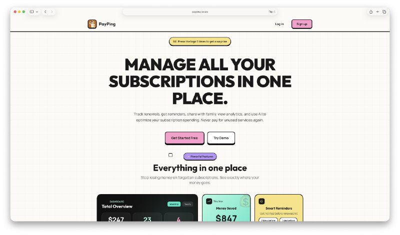 3. PayPing标语：把你所有的定期付款都集中在一处管理