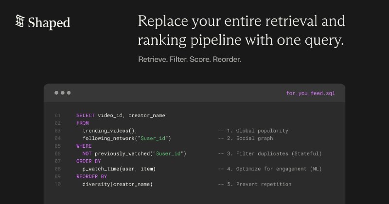 5. ShapedQL标语：用于搜索、信息流和人工智能代理的 SQL 引擎介绍：别再把Pinecone、Redis和Python脚本拼凑在一起啦