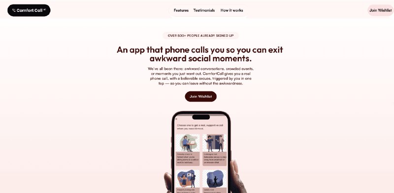 8. ComfortCall标语：摆脱尴尬时刻——无需伪装