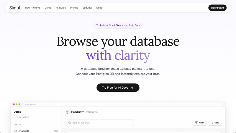 3. Simpl.标语：一款好用的Postgres数据库浏览器，可用于处理真实数据