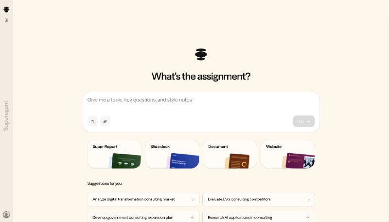 6. Superagent from Airtable标语：负责交付成品工作的多智能体系统介绍：超级特工（Superagent）是一款全新的人工智能研究助手，它就像一个配合默契的团队，而不是单个的机器人