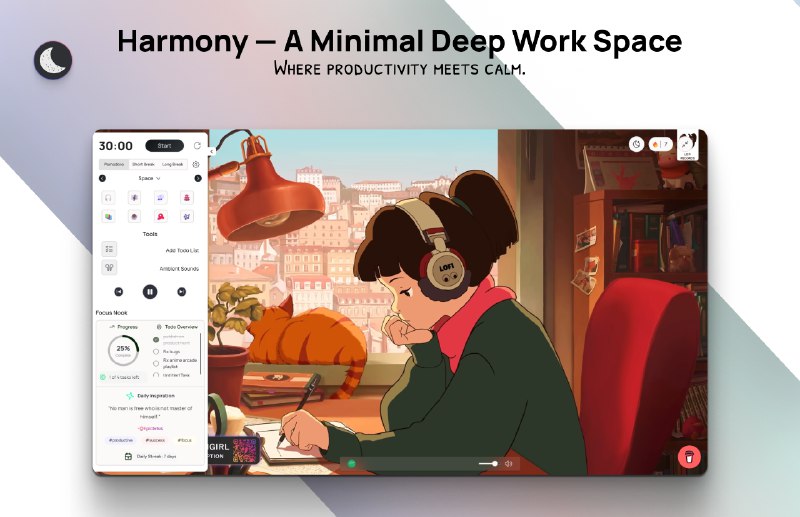7. Harmony标语：美观实用的番茄钟效率应用程序“番茄钟”是一种时间管理方法，以25分钟为一个工作时段，搭配短暂休息