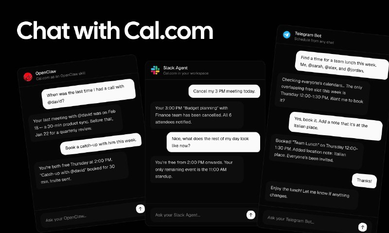 5. Cal.com Agents标语：人工智能智能体即将应用于这款超棒的日程安排工具当中