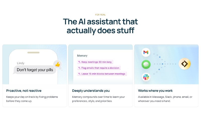 4. Lindy Assistant标语：主动式助手，无需提示就能自动完成任务介绍：林迪是你的人工智能行政助理