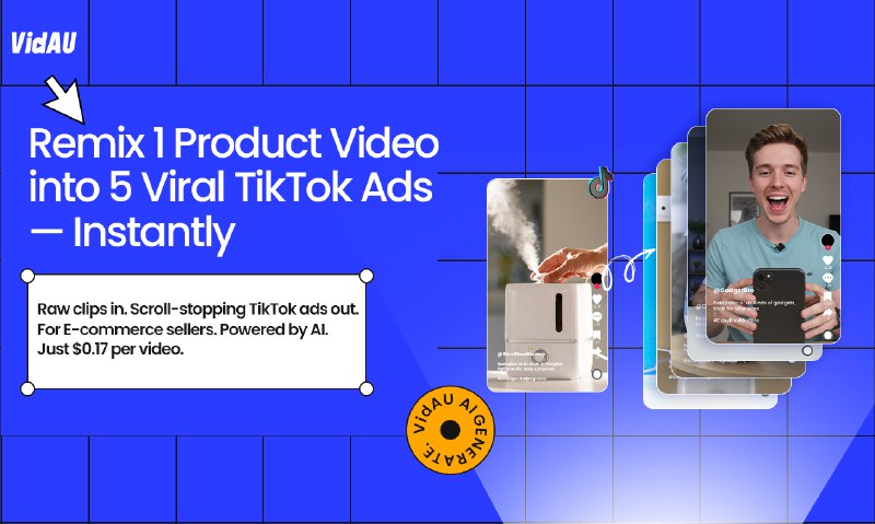 2. VidAU 标语：借助人工智能，在数秒内制作出高转化率的视频广告