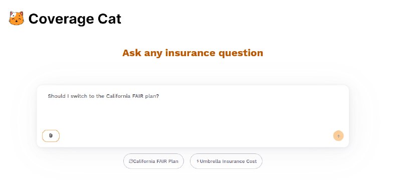 8. Coverage Cat标语：您的原生人工智能保险经纪人介绍：“保障猫”是一款人工智能保险代理，它能解答有关房屋保险、汽车保险、附加责任险、人寿保险和伤残保险的问题