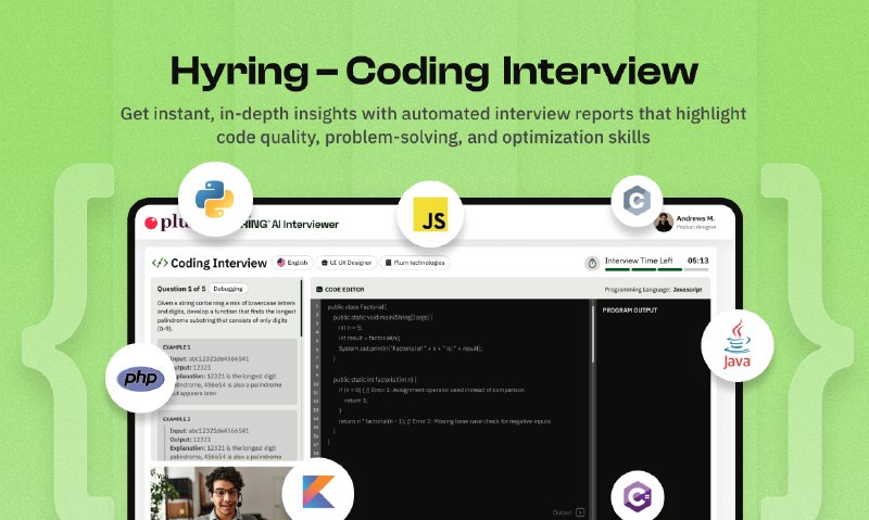 2. Coding Interviews by Hyring标语：招聘人员不用再手动安排技术面试环节啦