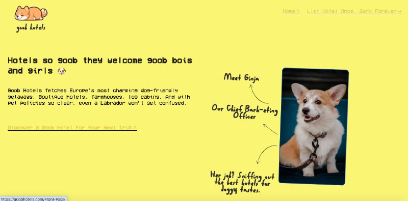 5. Goob Hotels标语：查找允许携带狗狗入住的酒店及其宠物政策