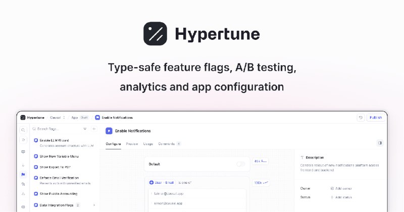 4. Hypertune标语：类型安全的功能开关，专为 React 和 Next.js 进行了优化