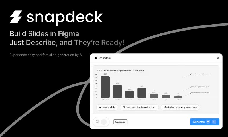 9. snapdeck for figma标语：在Figma里通过幻灯片生成工具来进行提示、生成和展示操作