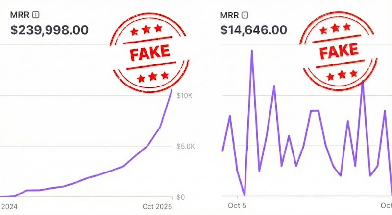 5. FakeMRR标语：未经核实的初创企业营收数据库介绍：真正的收入增长需要时间，截取数据画面却只需几秒