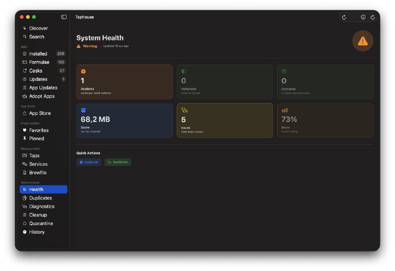 10. Taphouse标语：Homebrew 缺失的图形用户界面注：“Homebrew”是一款流行的 macOS 包管理器，“GUI”是“Graphical User Interface”的缩写，意为图形用户界面