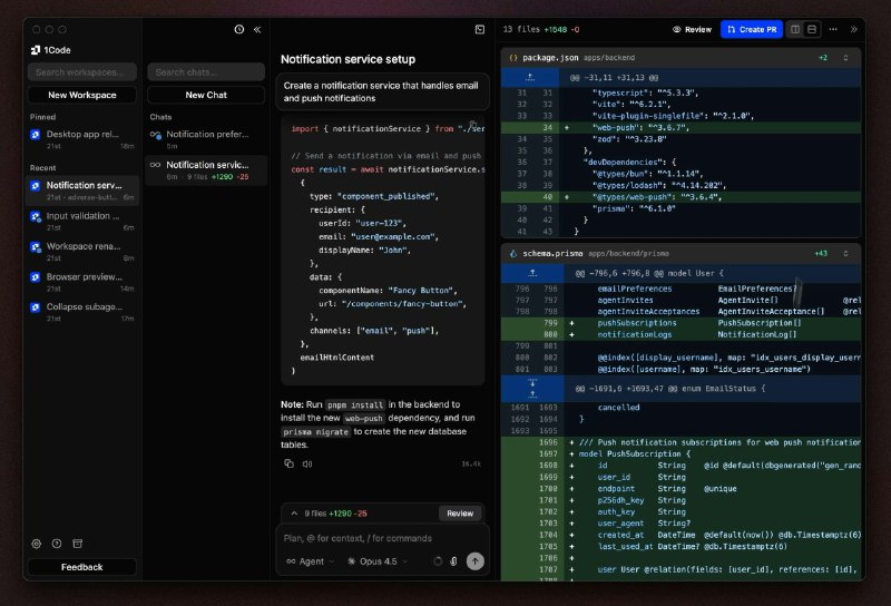 PH今日热榜 | 2026-01-171. 1Code标语：面向Claude代码的开源类Cursor用户界面注：“Cursor”是一款代码编辑器，这里保留英文，是为了避免因直接翻译造成表意不清晰