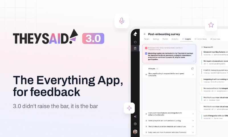 3. TheySaid 3.0标语：这款万能应用，用于收集反馈