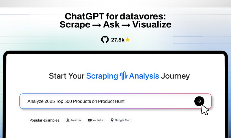 PH今日热榜 | 2025-09-181. Capalyze标语：数据爱好者的ChatGPT使用攻略：抓取数据→提出问题→可视化呈现介绍：可以实时从网站上抓取真实数据并导入到 Univers（这是我们的电子表格引擎，在 GitHub 上获得了 2.75 万颗星！）