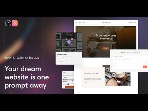 6. Tilda AI Website Builder标语：用人工智能打造功能完备的网站介绍：蒂尔达（Tilda）的人工智能网站构建器利用人工智能技术，能在几分钟内生成设计完善、可直接发布的网站