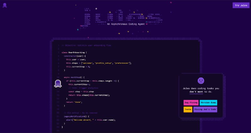 10. Jules标语：你的异步人工智能编程伙伴介绍：谷歌实验室推出的朱尔斯（Jules）是一款异步人工智能编码助手，它可以在你的 GitHub 代码仓库中发挥作用