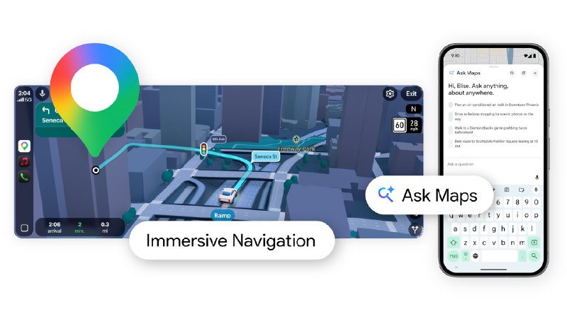 2. Ask Maps by Google标语：向地图提问，开启沉浸式导航驾驶体验