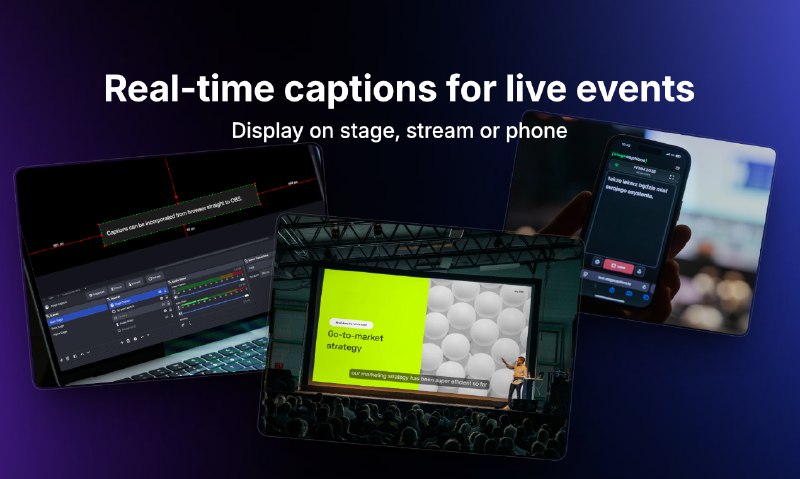 4. stagecaptions.io标语：用于现场活动的实时字幕软件介绍：专为现场活动打造的专业字幕软件