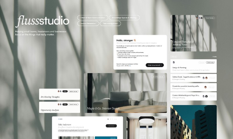 6. fluss.studio标语：少花时间在各种工具间疲于切换，多花时间去干出漂亮活儿