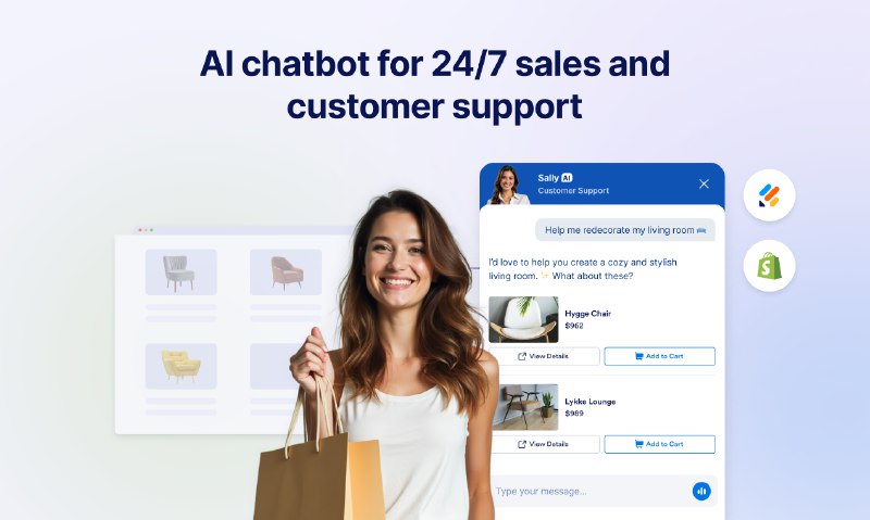 5. Jotform AI Agents for Shopify标语：适用于Shopify的人工智能聊天机器人，通过快速响应服务助力提升销量介绍：适用于Shopify的Jotform AI智能助手能让你在店铺中添加一个由人工智能驱动的聊天机器人，而且无需编写代码