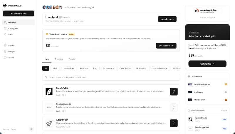 6. MarketingDB标语：为下一代软件即服务（SaaS）提供免费的可传递权重的反向链接