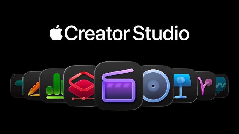 10. Apple Creator Studio标语：强大的创意应用程序和高级的办公提效功能介绍：你创作所需的各类应用程序都在这儿啦