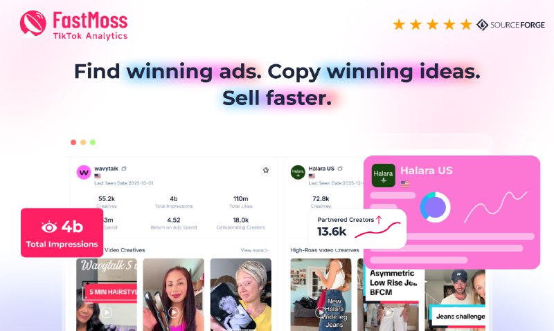 8. FastMoss Ad Insights 1.0标语：借助人工智能技术的广告洞察，助力TikTok小店实现业务增长