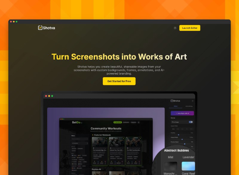 2. Shotva标语：美化你的截图这句话“Prettify”有“美化、使更漂亮”的意思，“screenshots”是“截图”，整体意思就是把截图变得更美观，所以翻译成“美化你的截图”