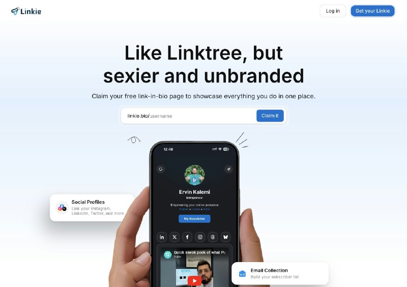 5. Linkie标语：就像Linktree（链接树工具）一样，但更有吸引力，而且没有品牌标识 