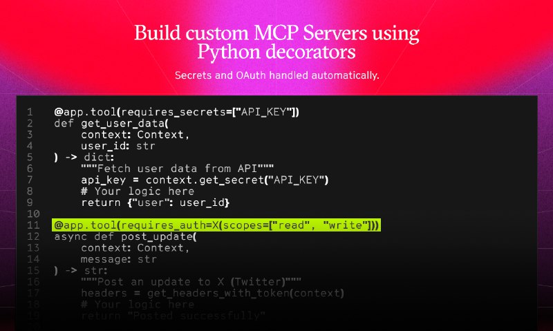 3. Secure MCP Framework by Arcade.dev标语：跳过迁移过程，使用内置认证功能启动多客户端平台（MCP）