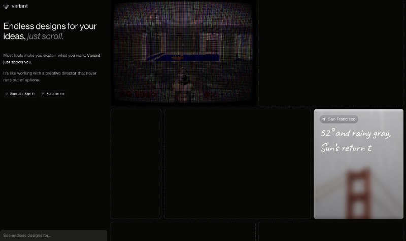 6. Variant标语：为你的创意准备了无穷无尽的设计方案，只需滚动浏览即可