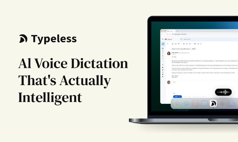 2. Typeless标语：真正智能的人工智能语音听写功能介绍：自然地开口说话，Typeless就能把你的话语转化为措辞得当的消息、邮件和文档，就像是你精心敲出来的一样